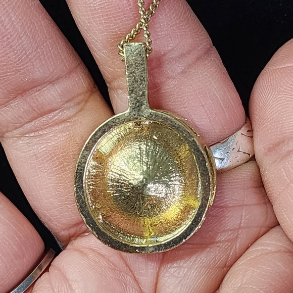 Gold Iridescent Crystal Pendant with Chain and Earrings Set - Picture 5 of 8